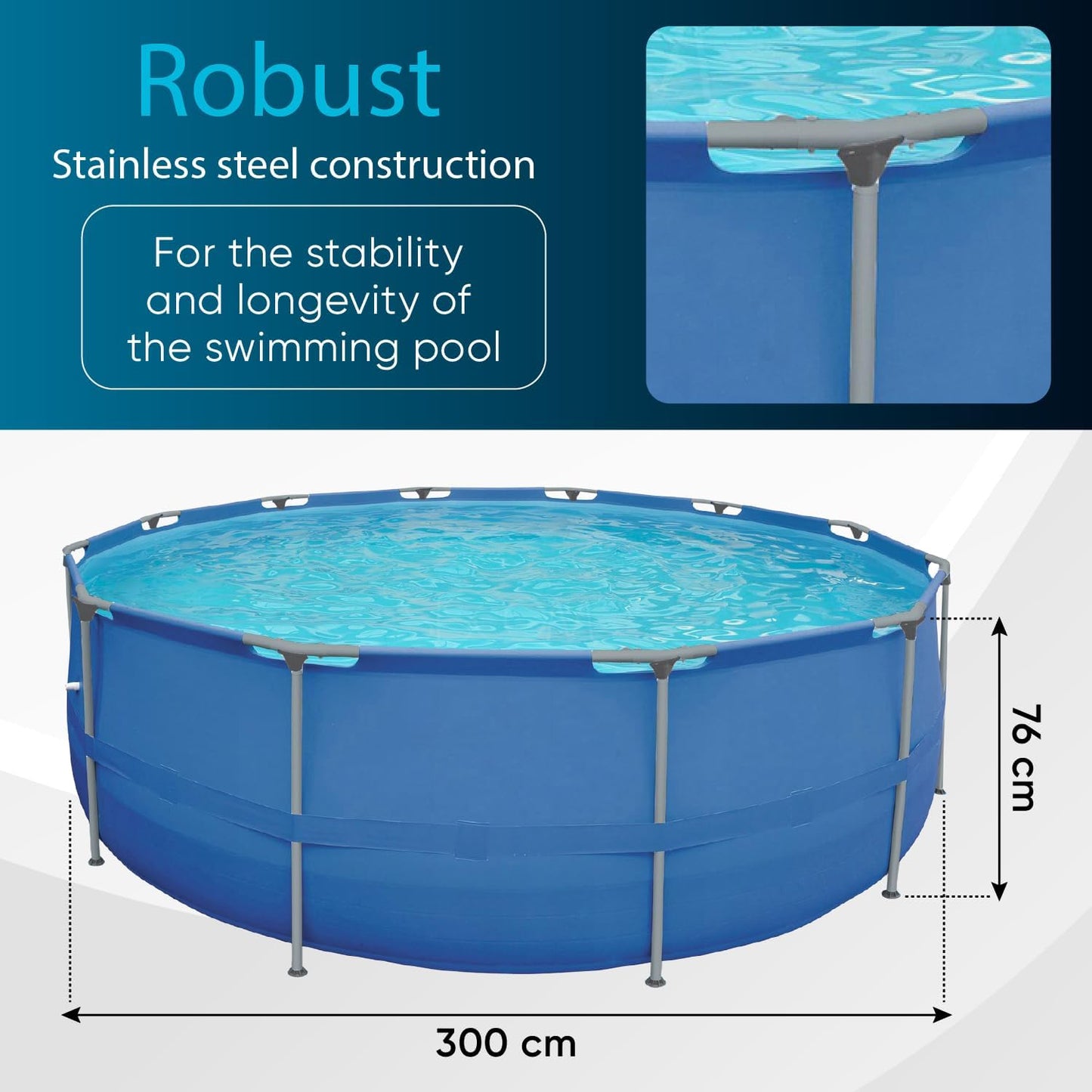 Garden Pool Steel Frame Pool Complete Set with Filter Pump Cover of Chemical Dispenser Round Steel Frame Pool Full Set