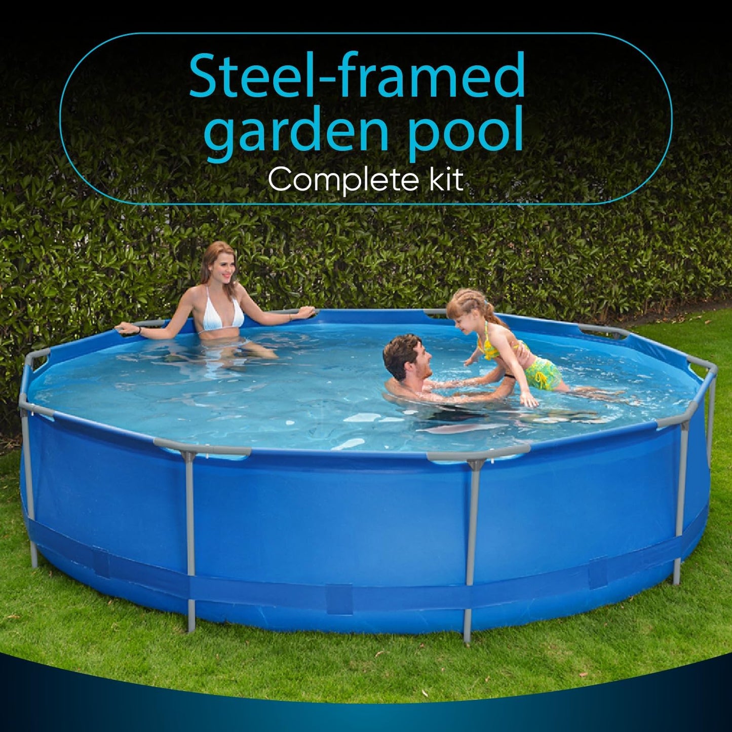 Garden Pool Steel Frame Pool Complete Set with Filter Pump Cover of Chemical Dispenser Round Steel Frame Pool Full Set